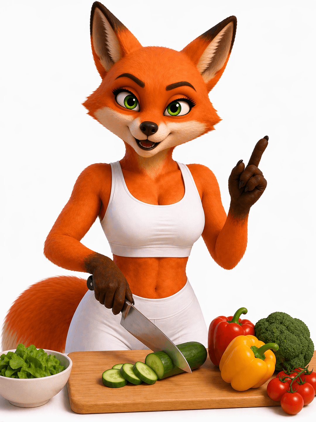 Vulp pregătește o salată sănătoasă